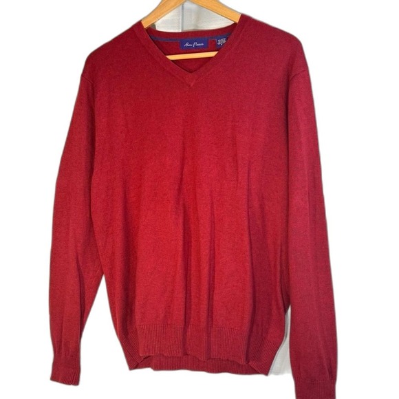 Alan Flusser Other - Alan‎ Flusser Men's Red V Neck Long Sleeve Sweater Size S Cotton Blend
